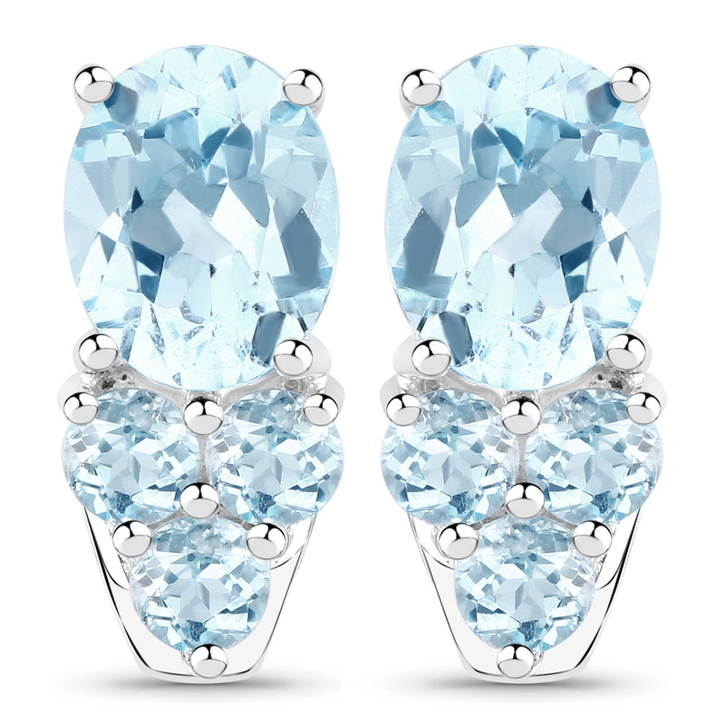 7.02 Carat Genuine Blue Topaz .925 Sterling Silver Earrings