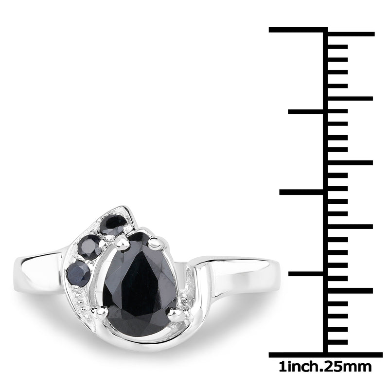 1.44 Carat Genuine Black Sapphire .925 Sterling Silver Ring