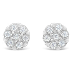 Sterling Silver Rose-Cut Diamond Floral Cluster Stud Earring (0.25 cttw, I-J Color, I2-I3 Clarity)