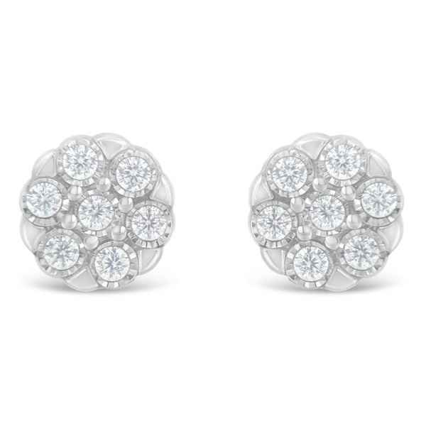 Sterling Silver Rose-Cut Diamond Floral Cluster Stud Earring (0.25 cttw, I-J Color, I2-I3 Clarity)