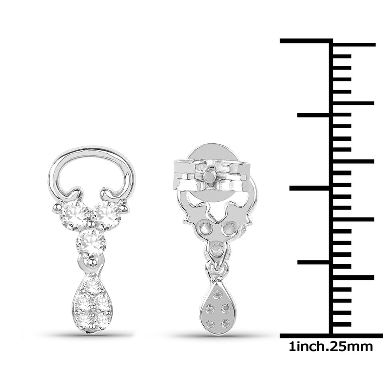 0.53 Carat Genuine White Diamond 14K White Gold Earrings (E-F Color, SI Clarity)