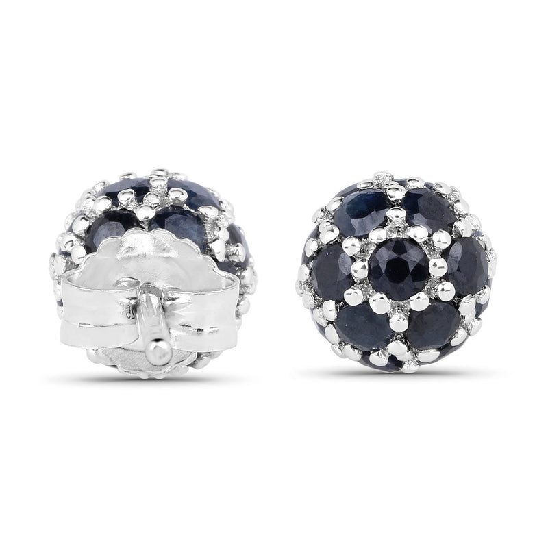 2.52 Carat Genuine Blue Sapphire .925 Sterling Silver Earrings