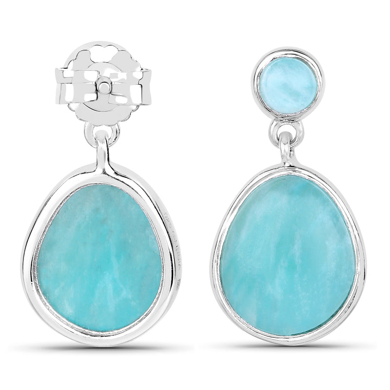 6.39 Carat Genuine Amazonite .925 Sterling Silver Earrings