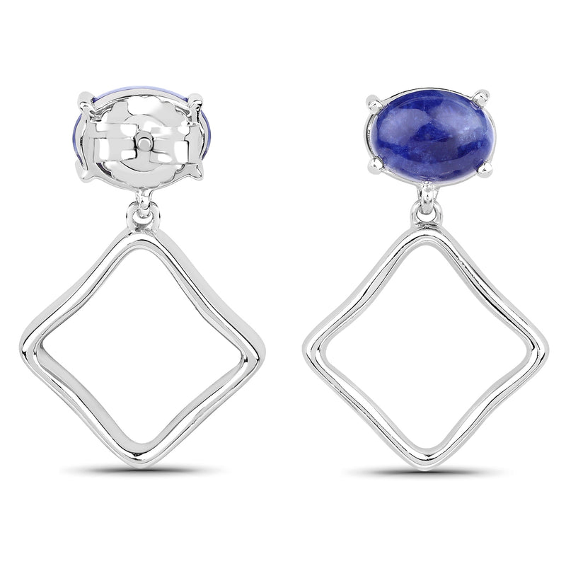 1.89 Carat Genuine Blue Aventurine .925 Sterling Silver Earrings