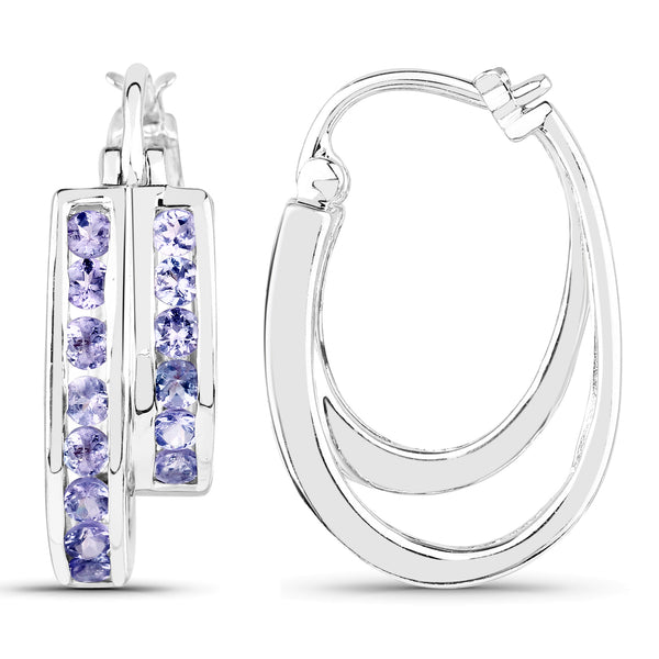 1.40 Carat Genuine Tanzanite .925 Sterling Silver Earrings