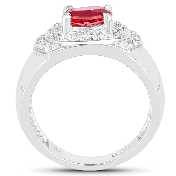 1.37 Carat Genuine Pink Topaz and White Cubic Zirconia .925 Sterling Silver Ring