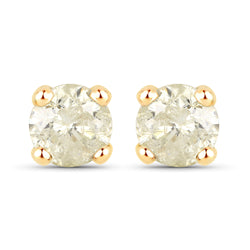 0.92 Carat Genuine LB Diamond 14K Yellow Gold Earrings