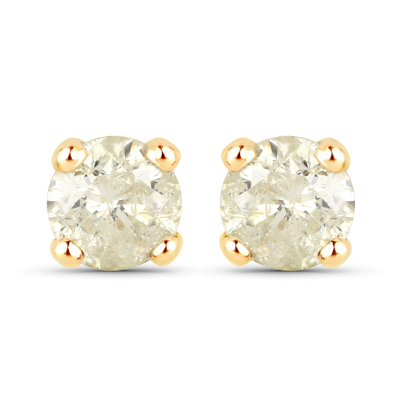 0.92 Carat Genuine LB Diamond 14K Yellow Gold Earrings