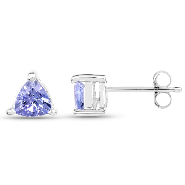 0.46 Carat Genuine Tanzanite .925 Sterling Silver Earrings