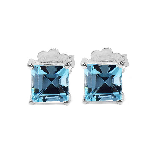 2.50 Carat Genuine Blue Topaz Sterling Silver Earrings