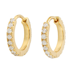 Natural Diamond Huggie Earrings 18k Yellow Gold Jewelry