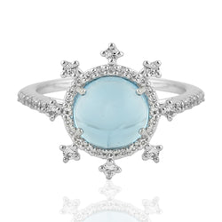 Blue Topaz Sunburst Ring 925 Sterling Silver Handmade Jewelry