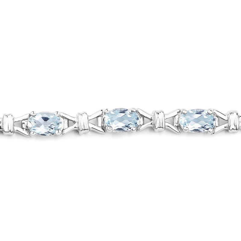 5.60 Carat Genuine Aquamarine .925 Sterling Silver Bracelet