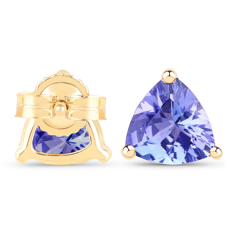 1.74 Carat Genuine Tanzanite 14K Yellow Gold Earrings