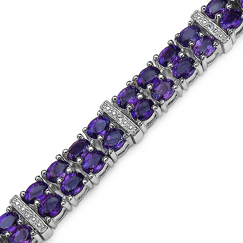 15.30 Carat Genuine Amethyst .925 Sterling Silver Bracelet