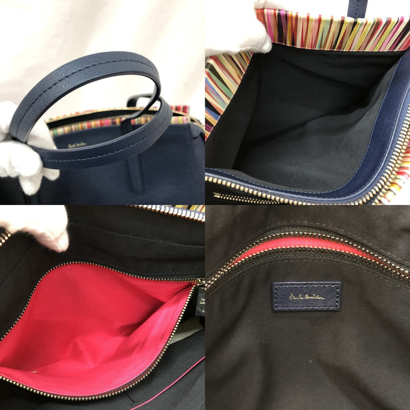 Paul Smith Tote Bag PWR212 Crossover Stripe Navy Multicolor Semi-shoulder One Shoulder Leather Womens