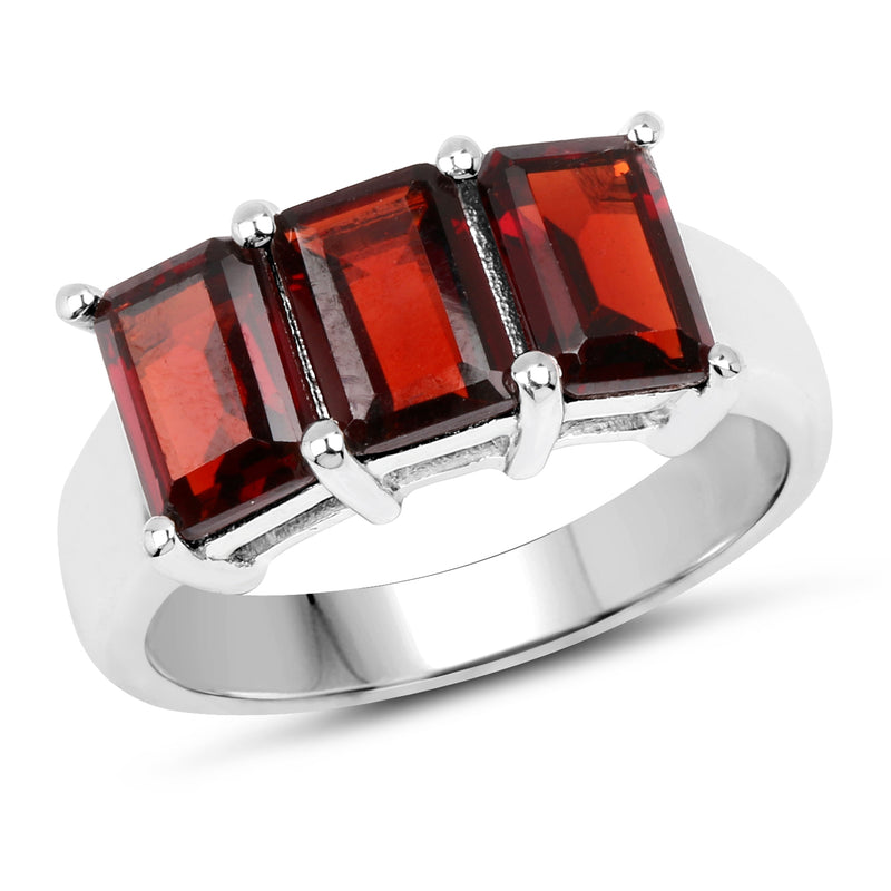 3.60 Carat Genuine Garnet .925 Sterling Silver Ring