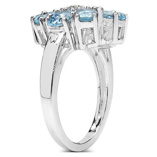 3.55 Carat Genuine Blue Topaz & White Topaz .925 Sterling Silver Ring