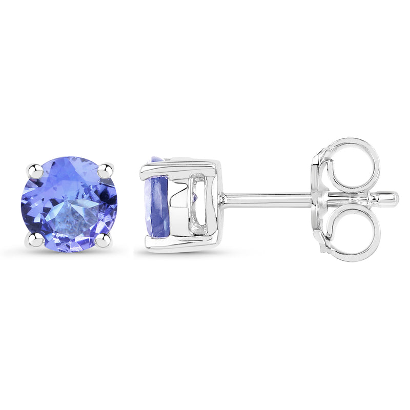 0.94 Carat Genuine Tanzanite .925 Sterling Silver Earrings