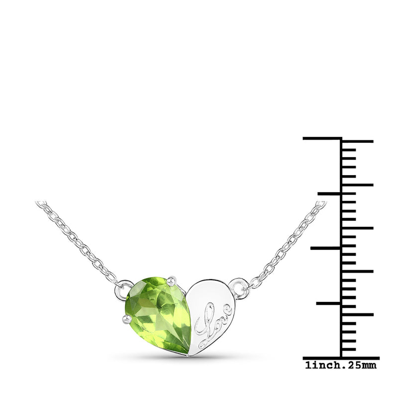 1.35 Carat Genuine Peridot .925 Sterling Silver Pendant