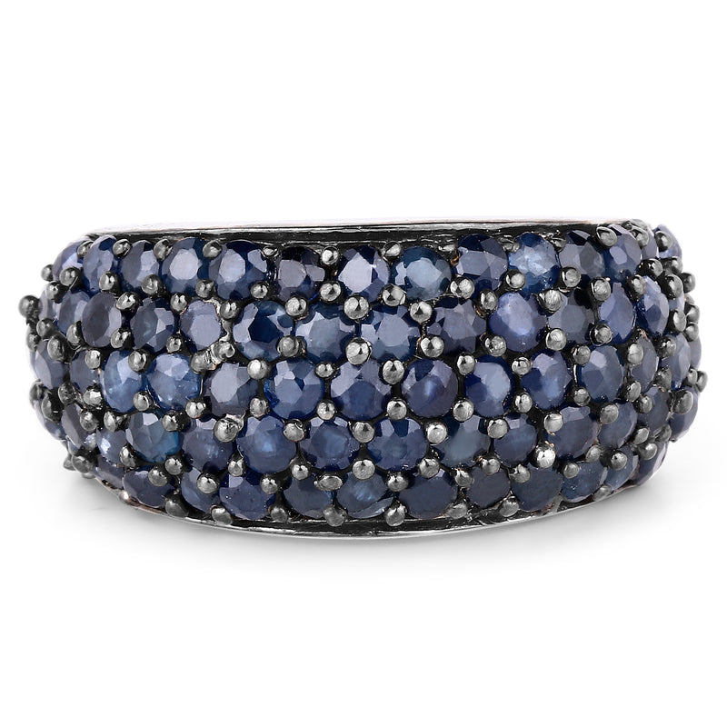 3.28 Carat Genuine Blue Sapphire and White Topaz .925 Sterling Silver Ring