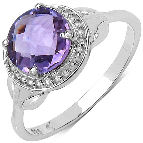 2.25 Carat Genuine Amethyst .925 Sterling Silver Ring