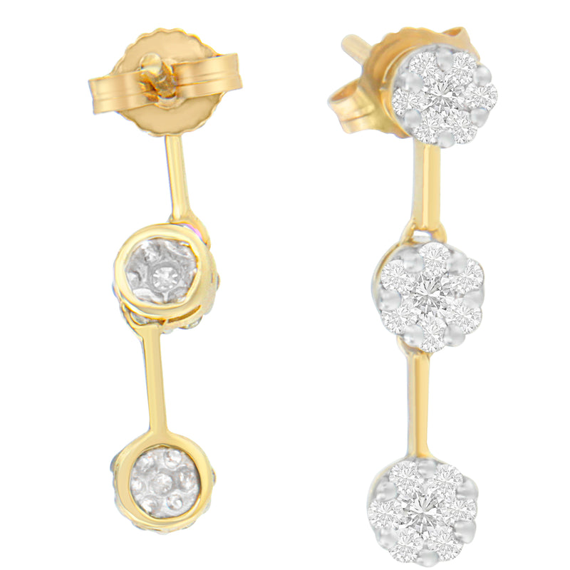 14K Yellow Gold Round Diamond Earrings (1.05 cttw, H-I Color, SI1-SI2 Clarity)