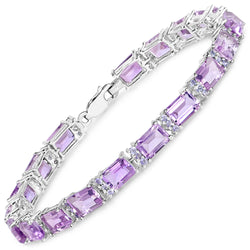 19.19 Carat Genuine Amethyst and Tanzanite .925 Sterling Silver Bracelet