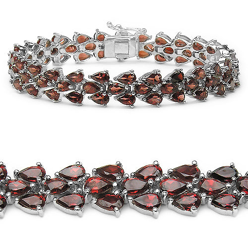 20.75 Carat Genuine Garnet .925 Sterling Silver Bracelet