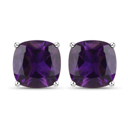 18K White Gold Plated 2.30 Carat Genuine Amethyst .925 Sterling Silver Earrings