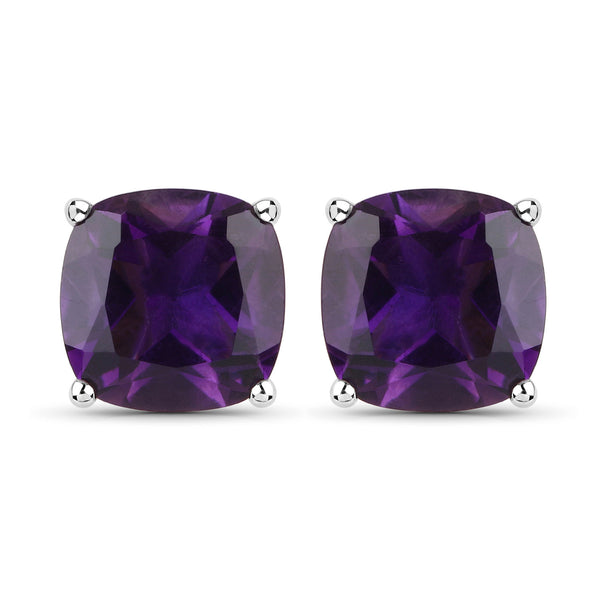 18K White Gold Plated 2.30 Carat Genuine Amethyst .925 Sterling Silver Earrings