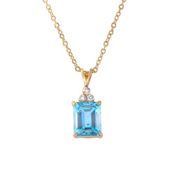 5.13 TW CTS BLUE TOPAZ & DIAMONDS 18K GOLD PLATED DESIGNER NECKLACE SIZE 18 INCHES