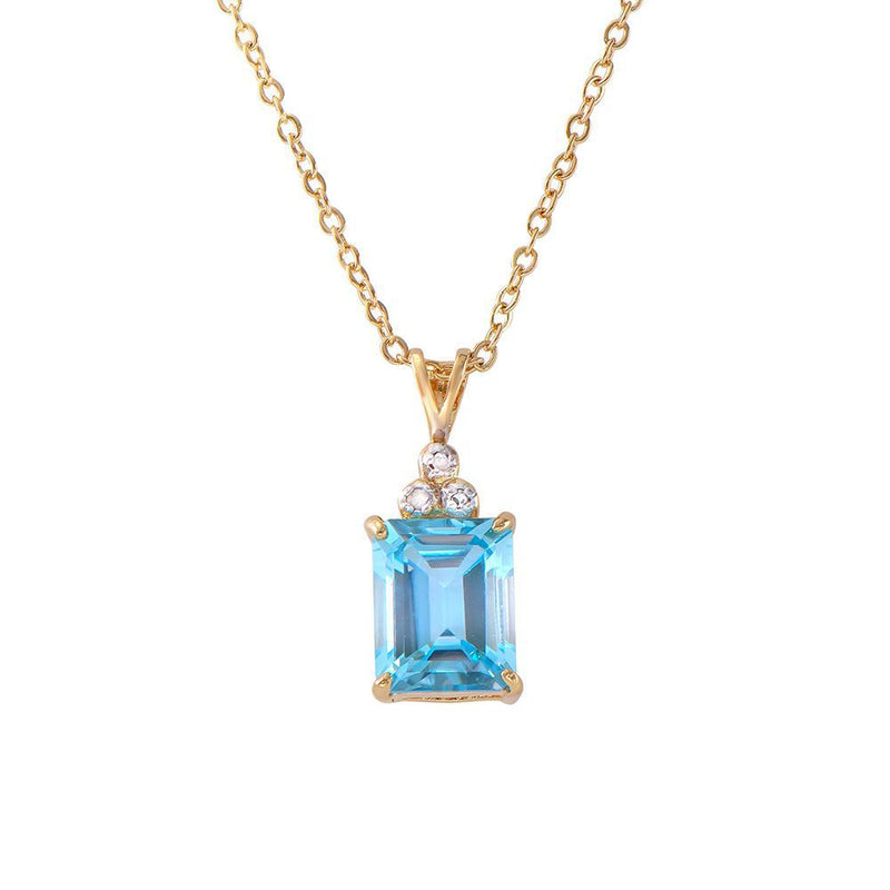 5.13 TW CTS BLUE TOPAZ & DIAMONDS 18K GOLD PLATED DESIGNER NECKLACE SIZE 18 INCHES