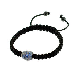 5.63ct Blue Sapphire Spinel Bead Macrame Bracelet Sterling Silver Gift Jewelry