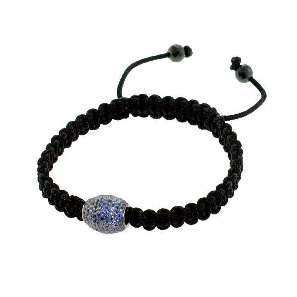 5.63ct Blue Sapphire Spinel Bead Macrame Bracelet Sterling Silver Gift Jewelry