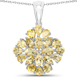 3.36 Carat Genuine Citrine .925 Sterling Silver Pendant