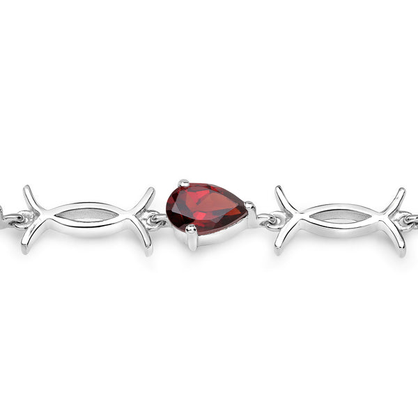 7.00 Carat Genuine Garnet .925 Sterling Silver Bracelet