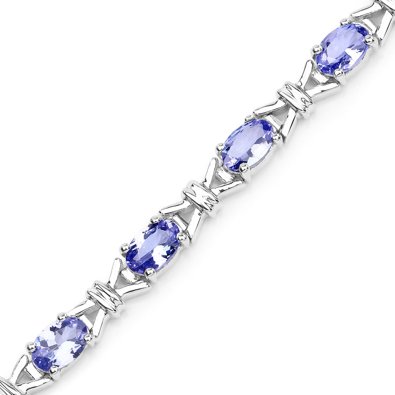 6.16 Carat Genuine Tanzanite .925 Sterling Silver Bracelet