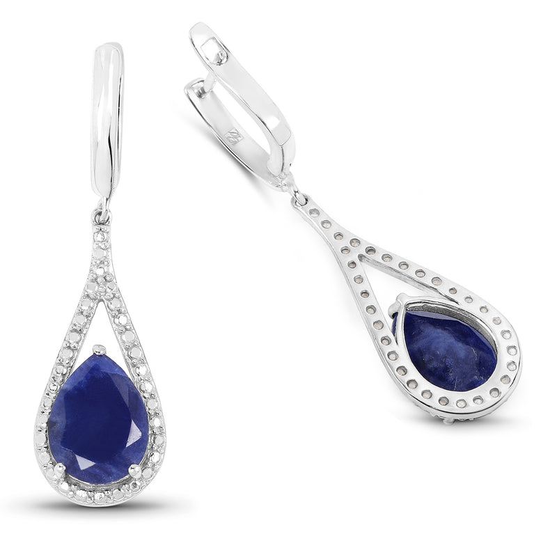 4.59 Carat Genuine Blue Aventurine .925 Sterling Silver Earrings