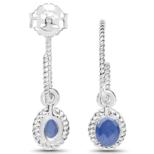 0.69 Carat Genuine Blue Sapphire .925 Sterling Silver Earrings