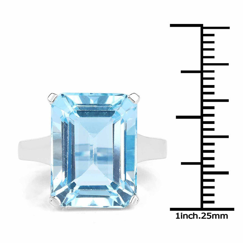 13.70 Carat Genuine Blue Topaz .925 Sterling Silver Ring