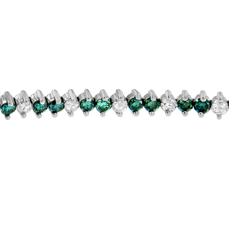 14K White Gold Round-Cut white and Blue Diamond Fashion Bracelet (5.40 cttw, H-I Color, I1-I2 Clarity)