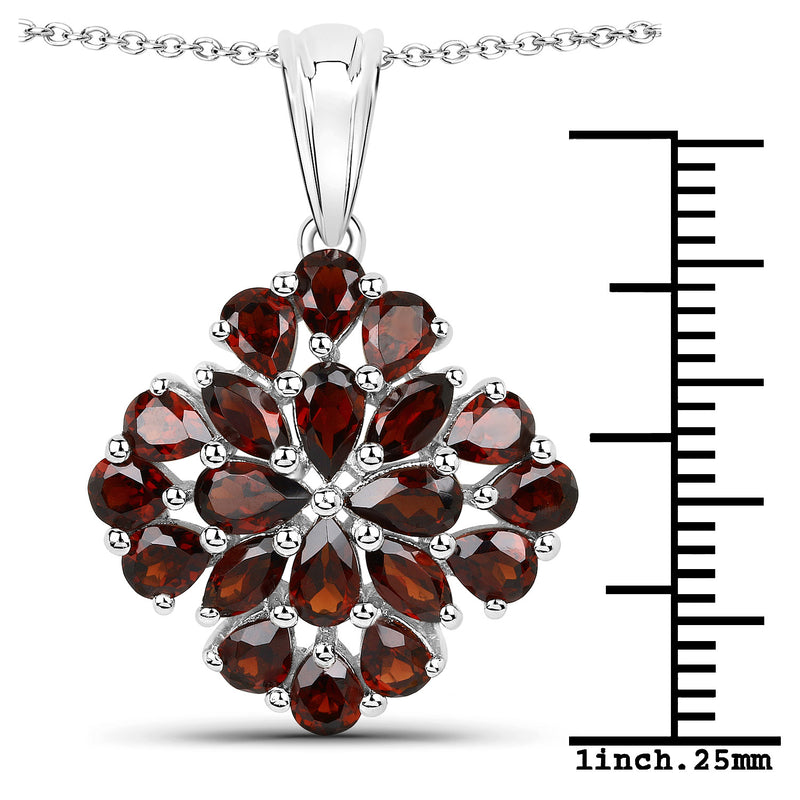 3.96 Carat Genuine Garnet .925 Sterling Silver Pendant