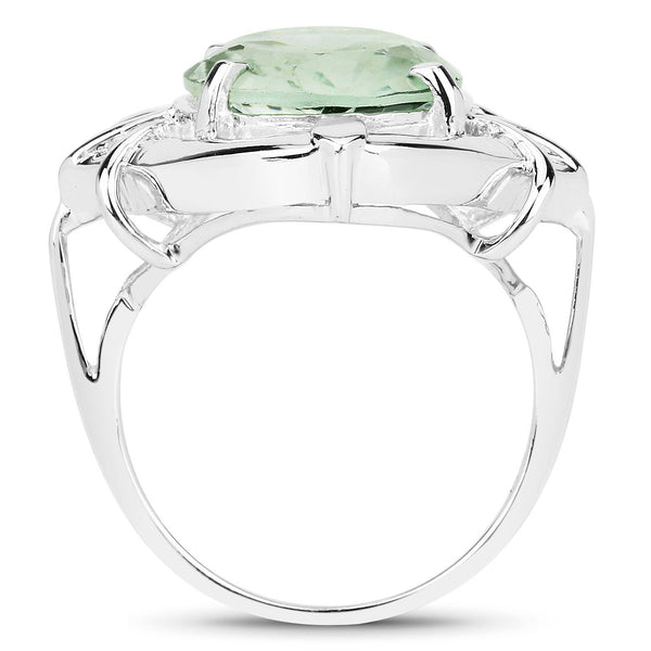 7.90 Carat Genuine Green Amethyst .925 Sterling Silver Ring