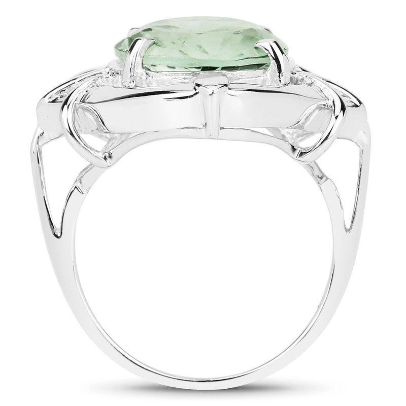 7.90 Carat Genuine Green Amethyst .925 Sterling Silver Ring