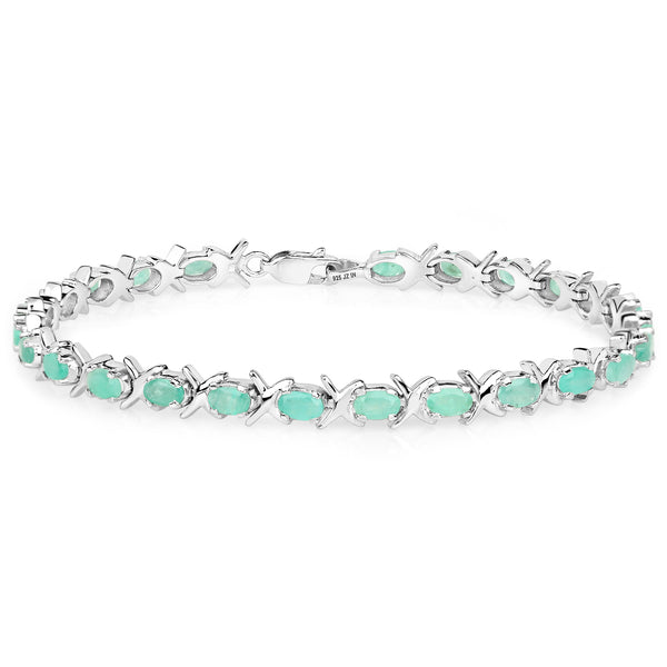 5.00 Carat Genuine Emerald .925 Sterling Silver Bracelet