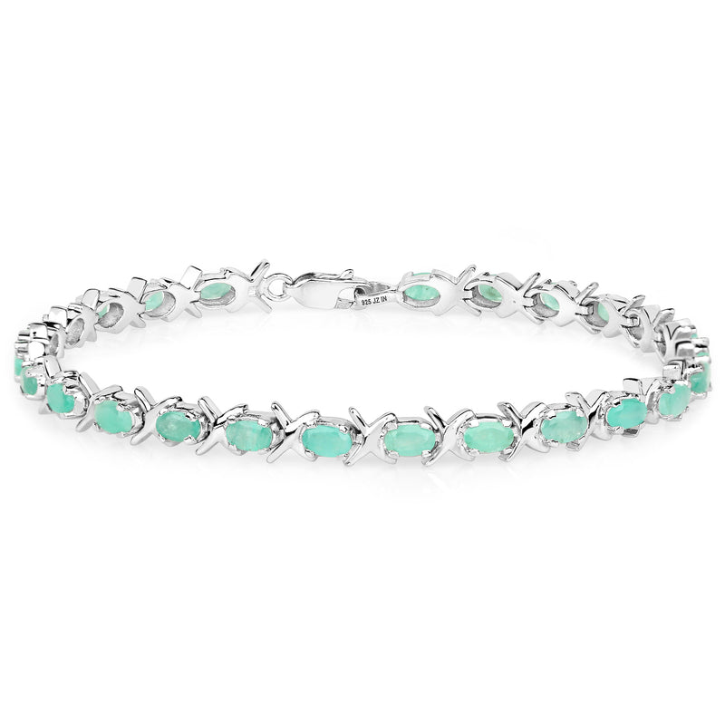 5.00 Carat Genuine Emerald .925 Sterling Silver Bracelet