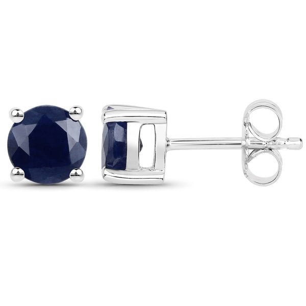 1.90 Carat Genuine Blue Sapphire .925 Sterling Silver Earrings