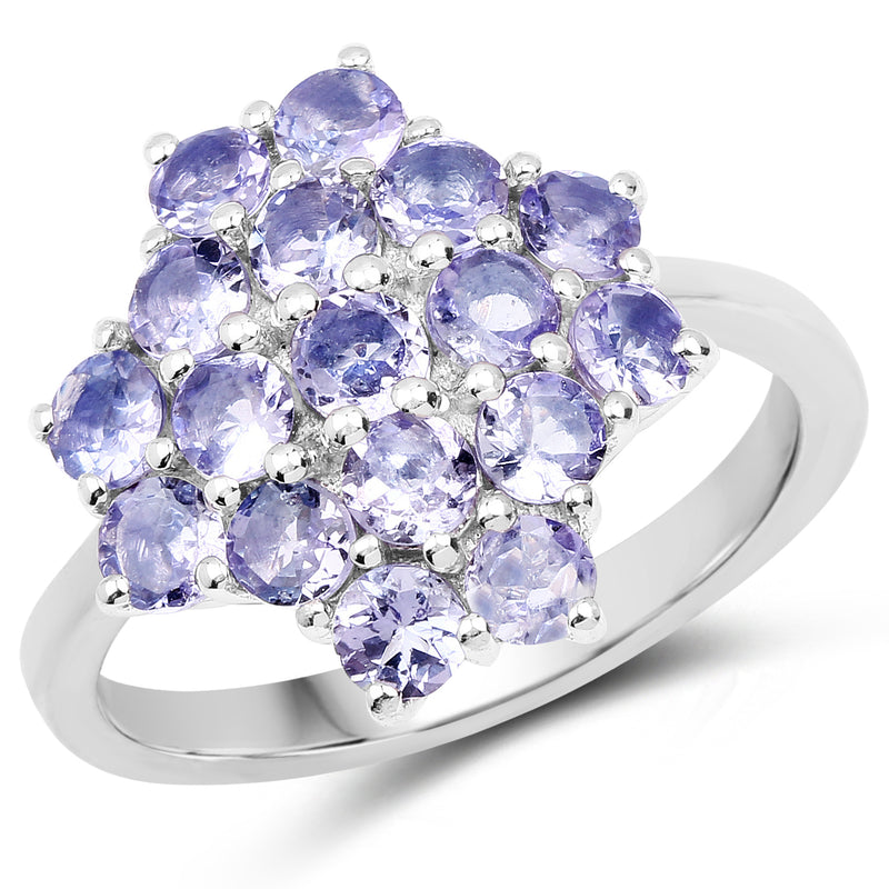 1.70 Carat Genuine Tanzanite .925 Sterling Silver Ring