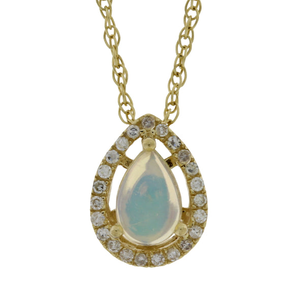 .29ct Opal Diamond Fashion Pendants 14KT Yellow Gold